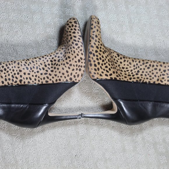 WHBM Size 7.5 Calf Hair Leopard-Print  4" Heel Ankle Boot - Picture 3 of 7